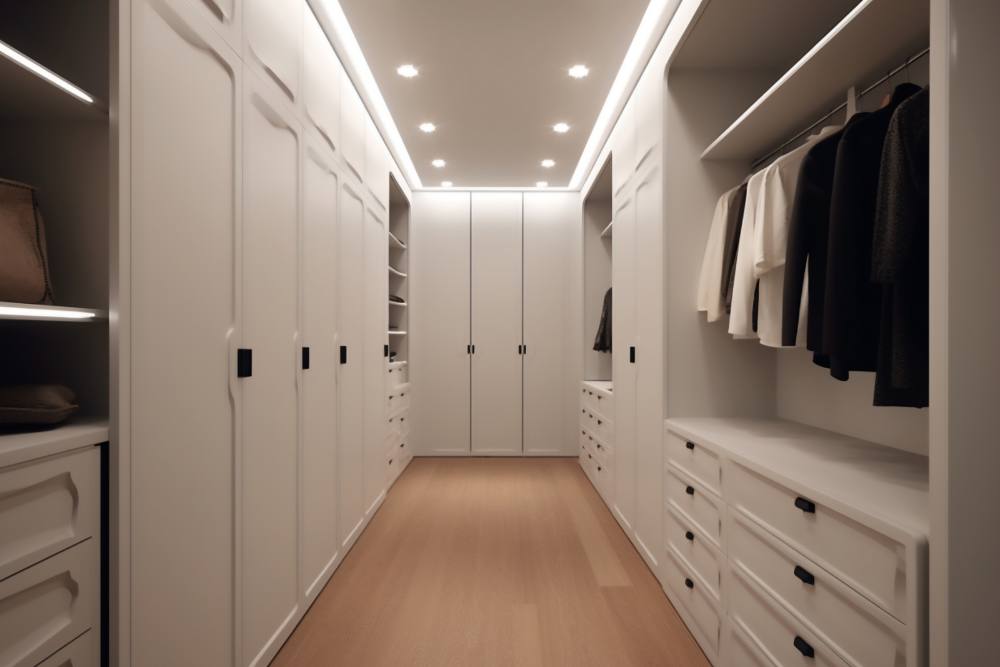 ארון בגדים במסדרון צר